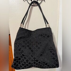 COACH Black CC & Leather Shoulder Purse